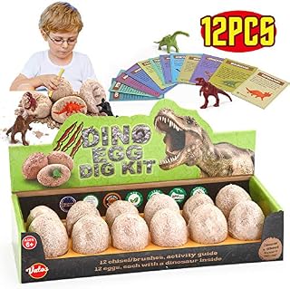 VATOS Dinosaur Eggs Dig Kit 12 Pack,Discover 12 Different Dinos, Easter Eggs Archaeology and Paleontology Toy Dino Egg Excavation Kit STEM Toys for 6,7,8,9 Year Old Boys Girls Kids Gift