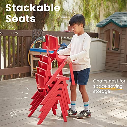 Image of ECR4Kids 12in Plastic School Stack Chair, Classroom Furniture, Red, 10-Piece