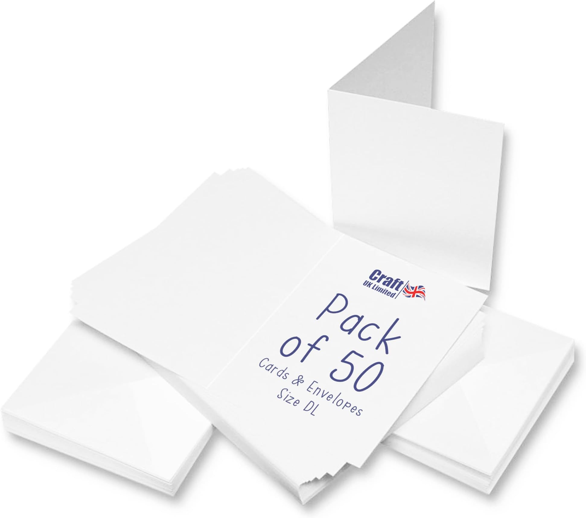 Craft UK 263 DL Card and Envelope pack of 50 - White,91 x 152 x 3.81 cm