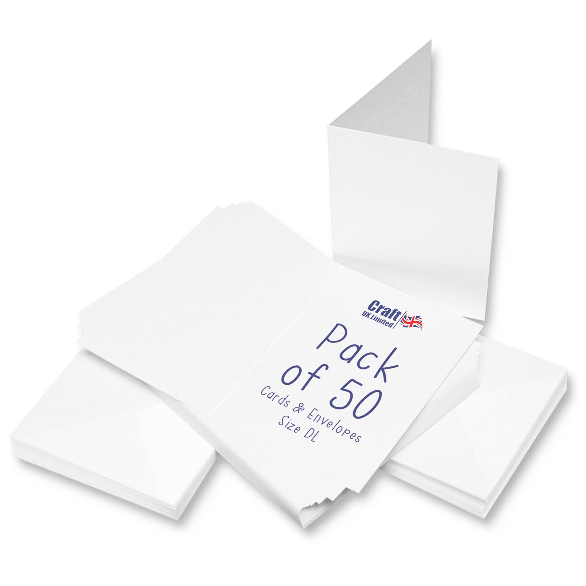 Craft UK 263 DL Card and Envelope pack of 50 - White,91 x 152 x 3.81 cm