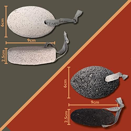 Pumice Stone Set - Temple Spring Natural Lava Pumice Stones - Lava Rock Scrubber and Foot File - Exfoliates Scrubs and Removes Hard Dead Skin - Black and White Stone Set (2 Pack)