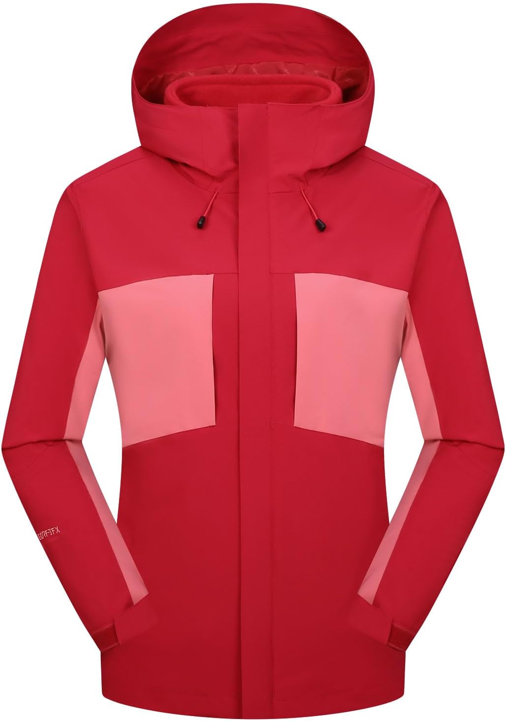 3 in 1 Women's Waterproof Ski Jacket Hooded Fleece Lined Windproof Warm Two Piece Patchwork Jacket