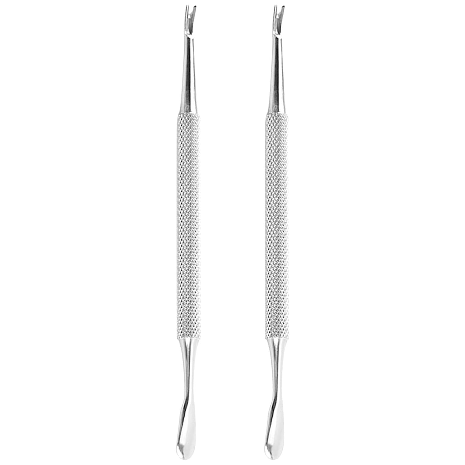 VOSAREA 2pcs Stainless Steel Dead Skin Cuticle Pusher and Trimmer Nail Tool for Home and Professional Use Silver Manicure Pedicure Accessory