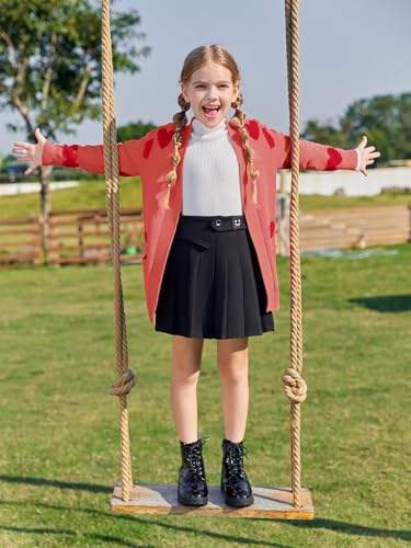 Image of Girls Cardigan Kids Open Front Oversized Sweater with Pockets | Casual Cardigans, Soft Knit, Long Sleeve, Uniform Cardigan for Girls, 7-14 Years