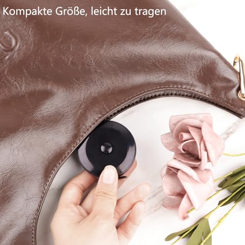 Taschenmessband, schwarzes Kunststoff, 60 Zoll(150 cm) lang, beidseitige Skalen, automatisches Zurückrollen-Design