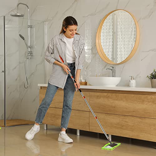 Upgraded Mop Handle 30-72 Inch Stainless Steel With Foam Wrap Grip, Adjustable 5 Sections Broom Handle, Universal Replacement Mop Handle For O-Cedar Mop/Broom/Sweep/Cleaning Heads, Orange-Double Elite #TOP6