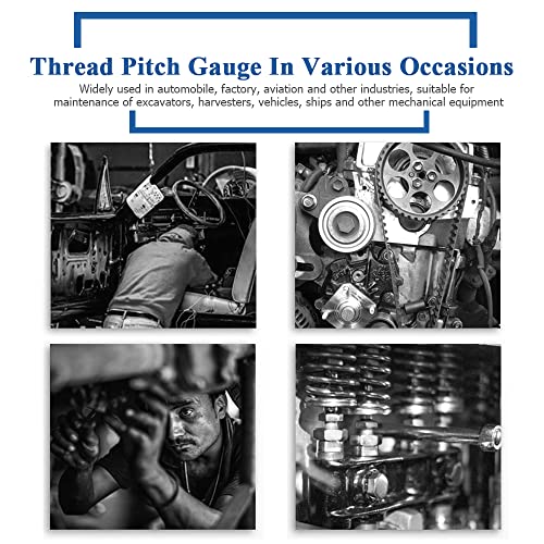 Mesee 51 Pieces Thread Pitch Gauge, Stainless Steel America Sae Screw Pitch Gage 60 Degree Centre 4-84 Tpi Thread Plug Caliper Gauge Measuring Tool #TOP7