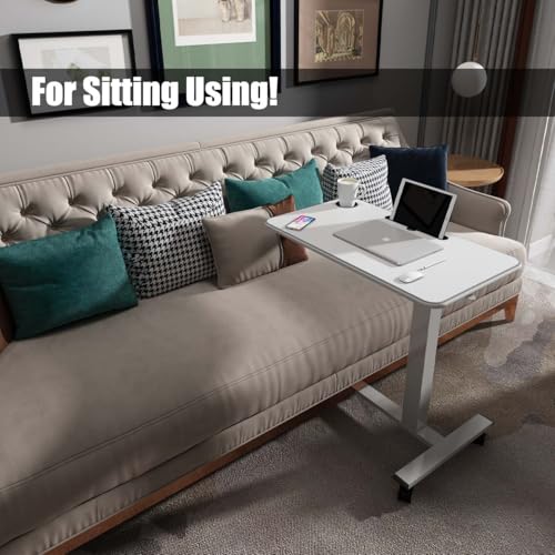 HITACTS Upgrade Multifunctional Height Adjustable Overbed Table with iPad Slot, Cup Holder, Lockable Wheels, Adjustable Overbed Bedside Table, Mobile Standing Desk Laptop Desk, Height 29\"-44\" - Thumbnail 5