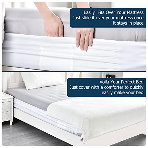 Cozary Bed Sheet Holder, Fitted Flat Bed Sheet Keeper, Wide Mattress Corner Sheet Stays Keepers, Bedsheet Rubber Band Fasteners Holders, Tight Sheet Straps Band (White,Full 54” X 75”) #TOP3