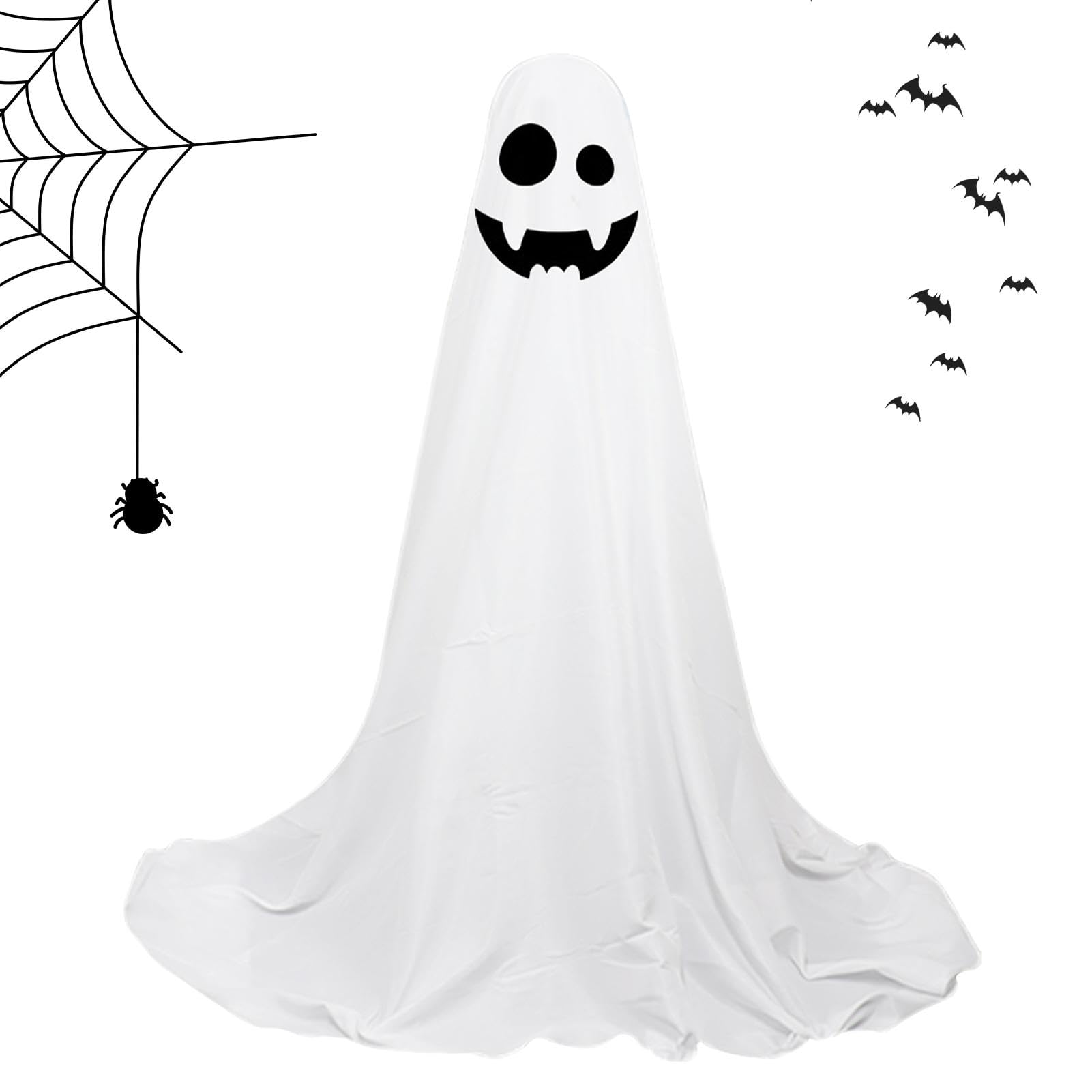 Fantôme blanc effrayant Halloween lumineux avec guirlande à piles pour déco extérieure de cour
