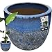 KOTARBAU® Blumenkübel Höhe 31 cm ⌀ 37 cm Blumentopf Dunkelblau Keramik Pflanzkübel frostsicher Übertöpfe für draußen Flower Pot Outdoor & Indoor Pflanzkübel innen außen