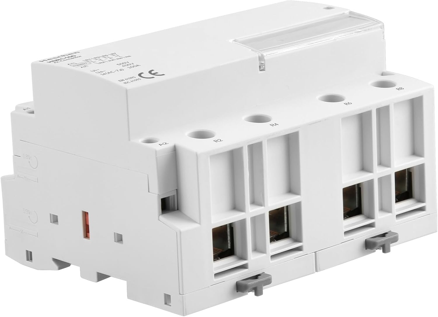 Heschen Household AC Contactor, HSR1-100, Ie 100A, 4 Pole, Four Normally Closed, AC 220V Coil Voltage, 35mm DIN Rail Mount