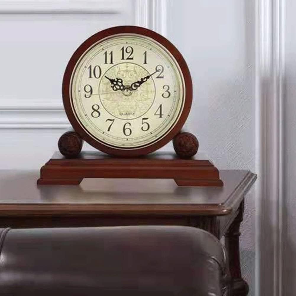 Retro Standing Clock Mantel Clocks, Solid Wood Decorative Chiming Mantel Clock for Living Room Decor Fireplace Office Desk & Home Gift - Silent,