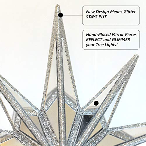 12" Christmas Tree Topper Star For Modern Holiday Tree Decorations And Glitter Stars For Rustic Xmas Tree. Vintage Design Quality | Gold & Silver #TOP1