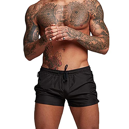 Rexcyril Men's Athletic Gym Workout Shorts 3 Inch Quick Dry Running Bodybuilding Short Shorts with Liner and Zipper Pockets2