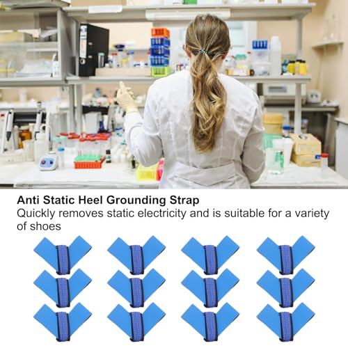 Image of MECCANIXITY 12pcs ESD Anti Static Foot Heel Straps 20 inch Anti Static Wrist Strap Band Adjustable for Grounding Removing Static Blue