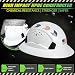 Aolamegs Safe Matte White Carbon Fiber Pattern Full Brim Hard Hat with Visor -Vented Hard Hats Construction OSHA Approved for Men Adult, Reflective Safety Helmet with Chin Strap,6-Point Suspension
