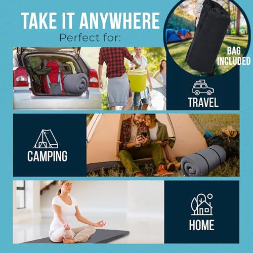 Foamma 4\" x 26\" x 72\" High Density Roll-Up Camping Mattress with Water Resistant Zipper Cover, Foldable and Portable for Camping, RV Bunk, Tent, Guest Bed, Outdoor and Dorm, CertiPUR-US Certified Foam