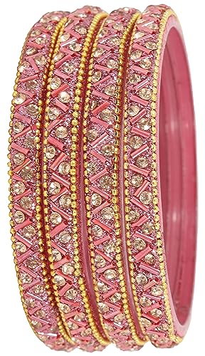 Image of NMII Glass Bangles Set For Girls and Women Studded Zircon Gemstone and Beads I women bangles I (Pack of 8)