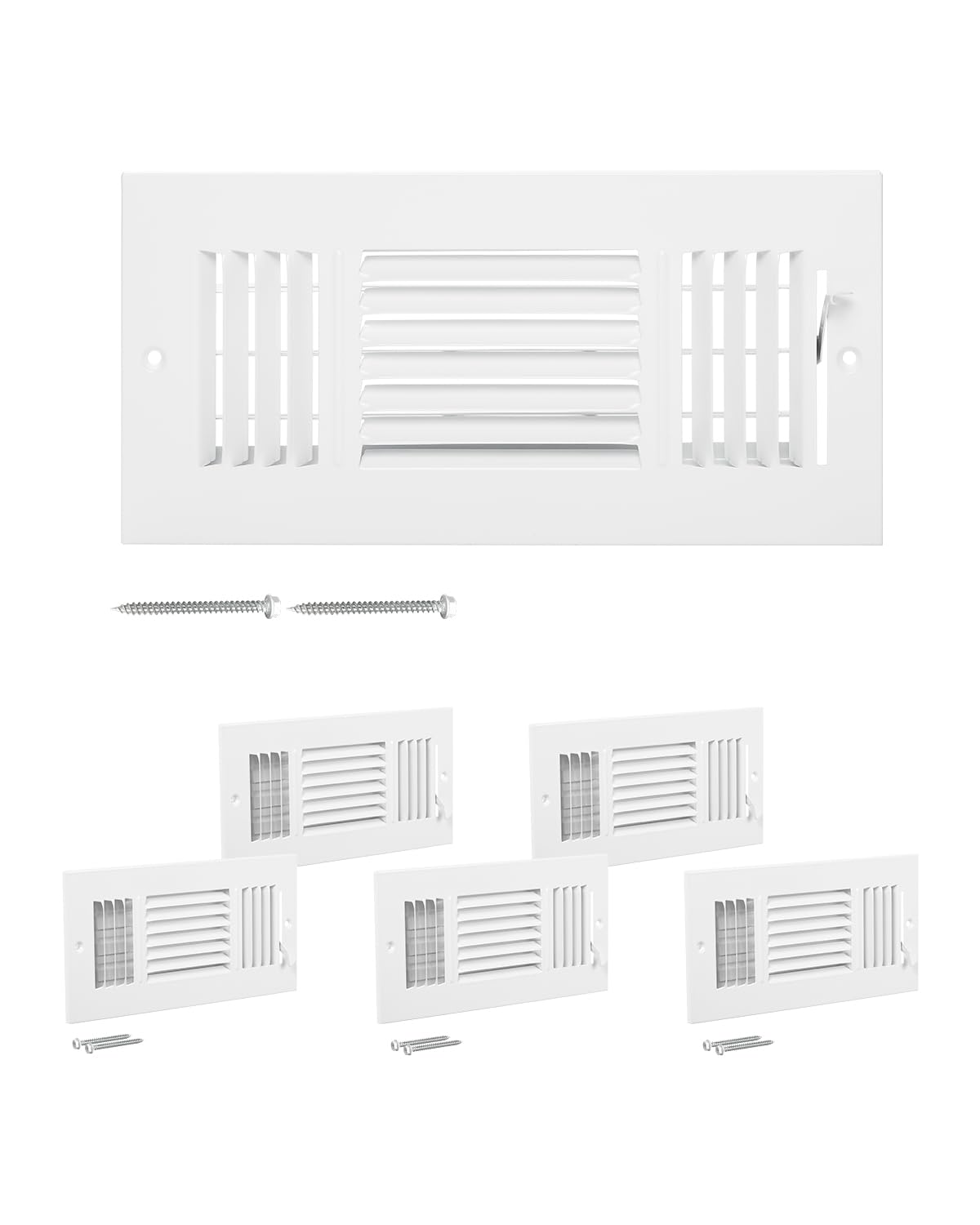 VEVOR 4 x 10 Inch Air Vent Covers, 6-Pack Return Air Vent Cover, HVAC 3-Direction Iron Vent Grilles for Wall & Ceiling, Rustproof Anti-Peeling Air