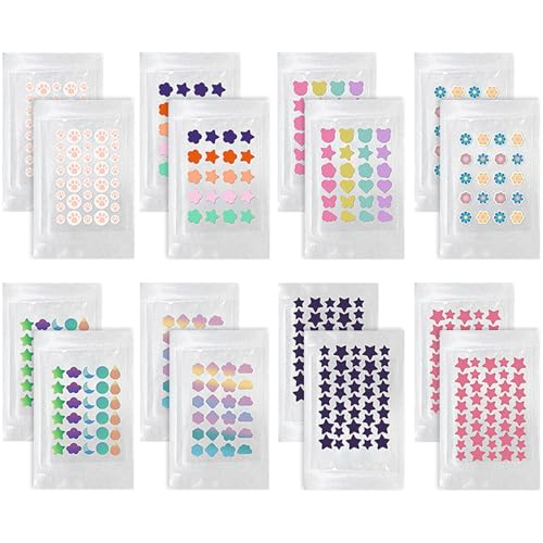 468 Pcs Acne Pimple Patch, 8 Styles Dots Star Pimple Patches, Acne Pimple Patches For Face Cute Zit Patches Pimple Stickers Acne Dots