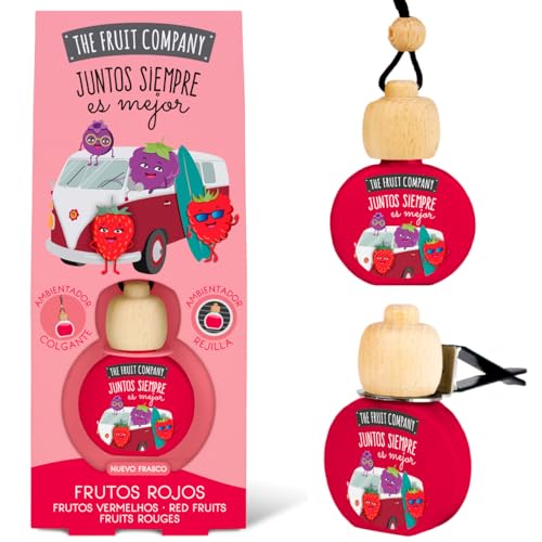 The Fruit Company Ambientador Coche FRUTOS ROJOS Absorbe Olores Para Rejilla o Colgante 0% Alcohol Con Extractos Naturales