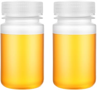 2 Pcs 4 oz/125ml Plastic Sample Bottles, Polypropylene Wide Mouth Lab Reagent Bottle with Screw Caps, Water Samples Bottle Leak-proof Water Containers for Travel, Home, Laboratory
