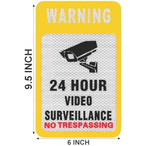 Image of CVANU Reflective CCVT Surveillance (Set of 5) Self-Adhesive Bold Security Notice Vinyl Sign Sticker Decals for Shops| Offices| Parking Areas (9.5X6inch) Yellow