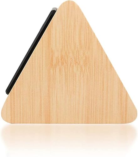 Miniatura 6 de Moderno reloj despertador con indicador de temperatura y calendario con diseño triangular de madera con luces led. Gearonic TM.