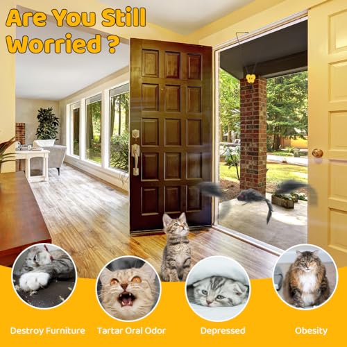 Miniatura 6 de Adiwo Paquete De 2 Juguetes Para Gatos Colgantes De Puerta, Juego Automático De 3 Maneras Para Colgar En La Puerta, Juguetes Para Gatos Y Gatitos De Interior, Juguetes Interactivos Ajustables Para