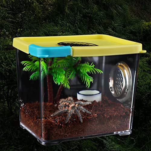 Spider Breeding Box Tarantula Transparent Feeding Box Hatching Container Insect Habitat Cage(4.1" x 3.5" x 3.1")