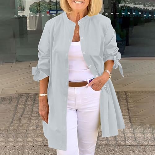 Oplxuo Womens Lightweight Cardigan Button Down Classic Long Sleeve Shirts Casual Loose Fall Tops Cotton Cardigans Outerwear4