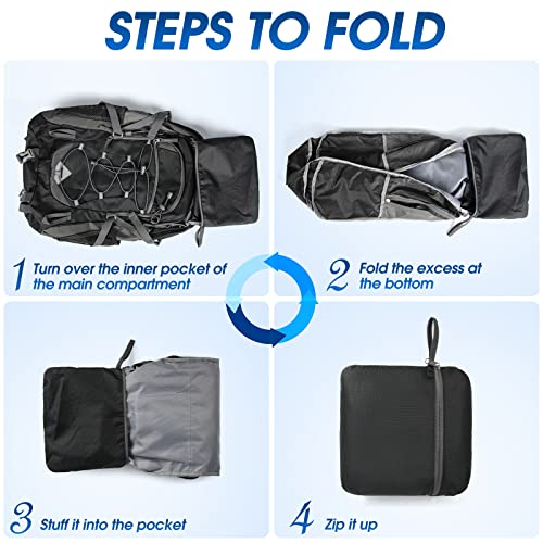 IGOLUMON Wanderrucksack Herren Damen 40L Wasserdichter Rucksack Leicht Faltbarer Reiserucksack Trekkingrucksack mit Reflexstreifen Für Radfahren, Klettern, Bergsteigen und Reisen Sport,Schwarz