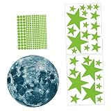 Calcomanía de pared con estrella lunar: las pegatinas luminosas pueden crear una atmósfera cálida para ayudar a sus hijos a conciliar el sueño rápidamente.