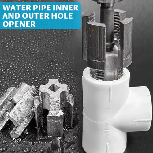 Image of Serplex 1 /2 inch Pipe Threader Tool for Electric Drill, 2-in-1 Integrated Internal & External Pipe Threading Die Head with Universal Hex Shank, Durable Metal Construction for 1 /4 inch Water Gas Air PVC Pipes