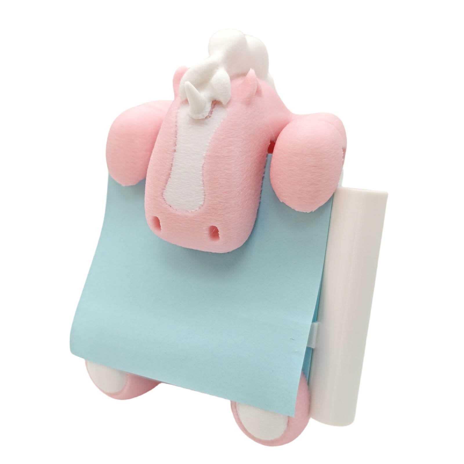 RhyNSky Sticky Note Holder Pop-up Note Dispenser with Pen Holder for Desk Office Home, Animal Design, 3x3 In, Pink & White, C23