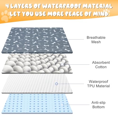 Wusboo 2 Stück Waschbar Haustier-Urinunterlage , 70 x 100 cm Hohe Saugfähigkeit Auslaufsicher Wiederverwendbare Hundeunterlage, Geeignet für Hunde, Katzen, Kaninchen und Meerschweinchen