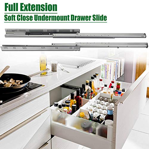 Ocg Undermount Drawer Slides 18 Inch（1 Pair）, Full Extension Soft Close Bottom Mount Drawer Slides, Come With Mounting Screws And Brackets，3D Adjustable Locking Devices #TOP1