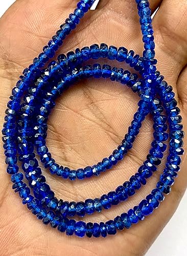 Corindon bleu naturel : perles rondes à facettes 3-5mm pour création de bijoux uniques
