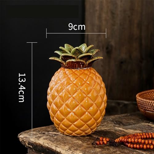Boîte à thé céramique Ananas orange, objet d'artisanat et décoration créative