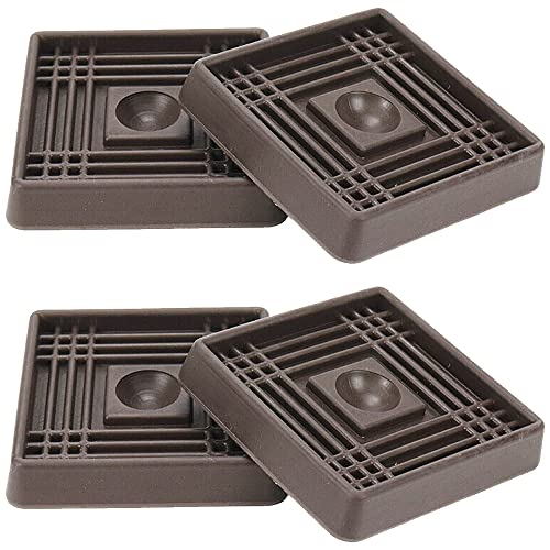 Generic 4個 2-12インチ 正方形ゴム製キャスターカップ ブラウン ? 家具用滑り止めフロアプロテクター 床保護パッド