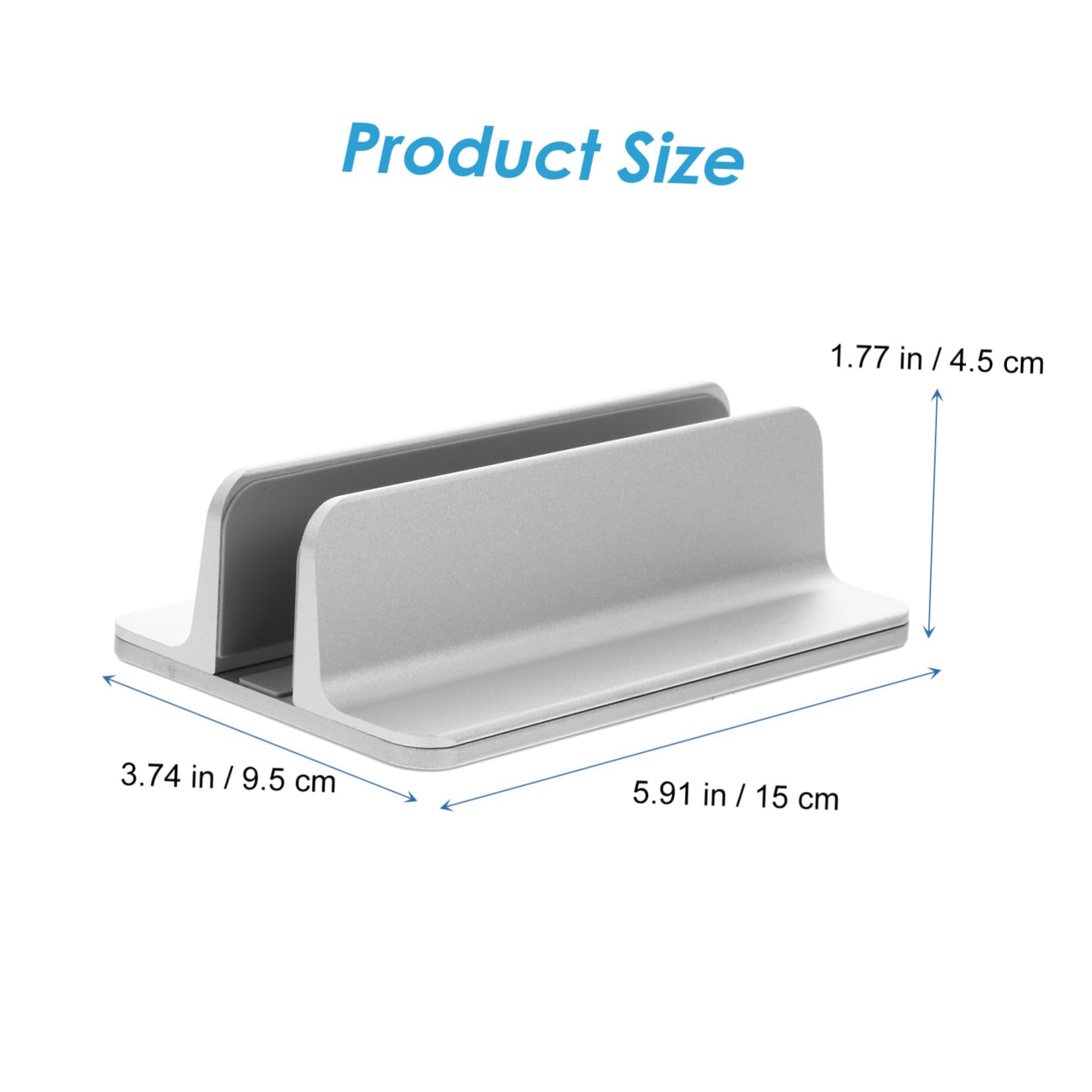 Soporte Vertical para Portátil de Ranura Única en Aleación de Aluminio | Plata, Ancho Ajustable y Base Estable, Diseño Firme Antirrayas para Escritorio