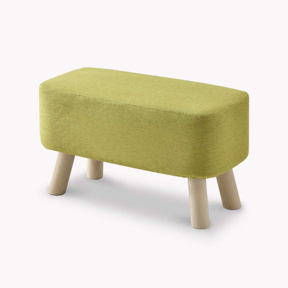 Repose-pieds en bois pour salon et couloir | Tabouret carré rembourré vert