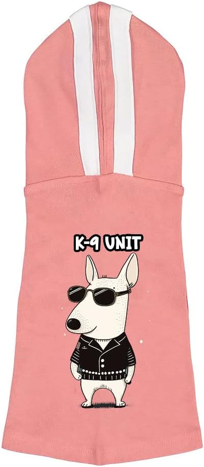 K-9 Unit Dog Shirt with Hoodie - Unique Dog Hoodie - Printed Dog Clothing - Pink White, XL