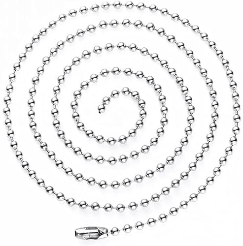 Generic DIY Stainless Steel Ball Bead Chain Necklace 3Mm Bead Adjustable Metal Pull Chain Extension Beaded Chain with Matching Connector Jewelry Findings 1PC