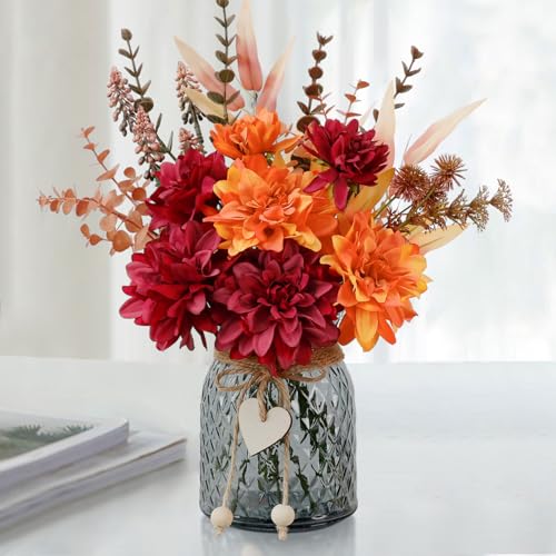 Leftover Fake Fall Flowers in Vase,Faux Flowers in Vase,Fall Floral Arrangement,Fall...