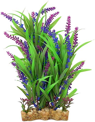Plantes artificielles d'aquarium, décoration d'ornement de réservoir de poissons, décor d'aquarium ornement de décoration de réservoir de poissons plante artificielle en plastique vert/violet, 10,63 p