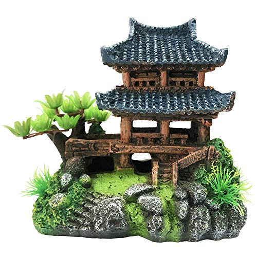 SLOCME Aquarium Classical Resin Castle Decorations - Fish Tank Realistic Details Castle,Fish Tank Traditional Castle Aquarium Accessories