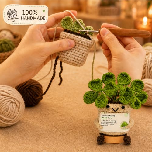COZEKAVUM Crochet Plant in Pot, Positive Emotional Support with Base Gifts for Mom Grandma Wife Best Friend, Teacher Nurse Coworker Appreciation, Birthday Mothers Day with Good Lucky for Her - image 5