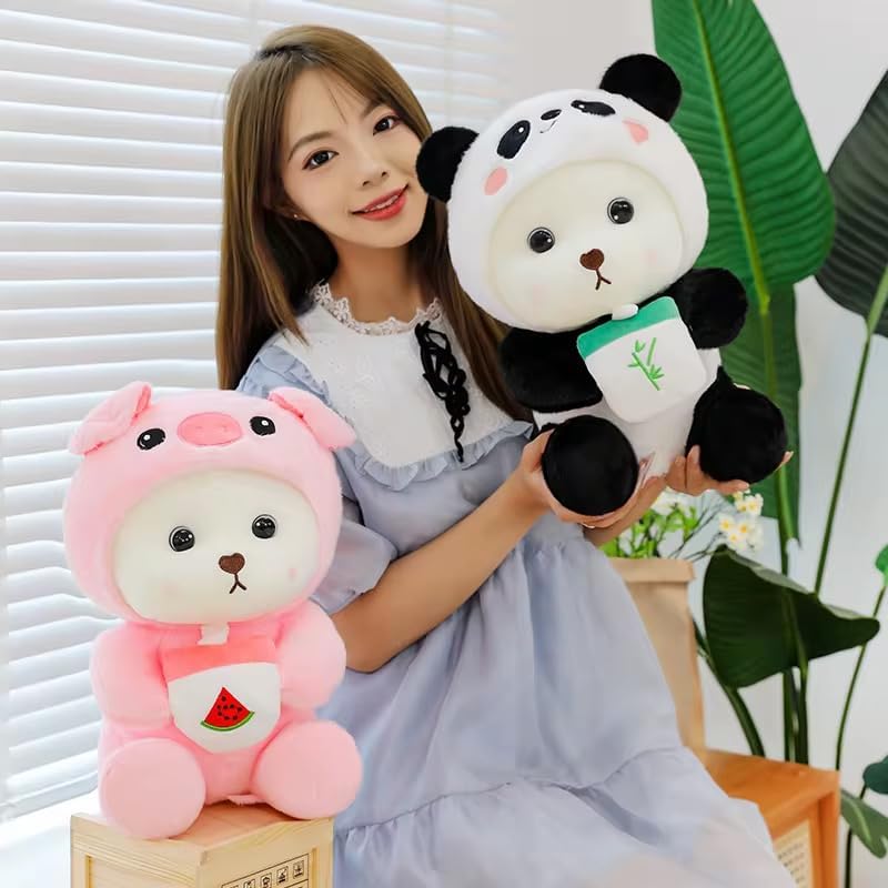Image of Cute Panda Plush Toy 28 cm - Soft Stuffed Animal Hugging Doll for Kids, Girls & Boys | Adorable Kawaii Panda Bear Plushie for Decor & Gifts (Panda Hoodie Bear 30cm)